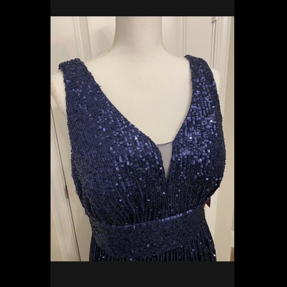 Nightway Blue Sequin Plus Dress - Picture 7 of 10